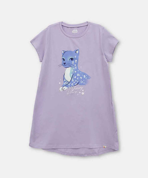 Pijama De Vestido Para Niña En Algodón Color Lila