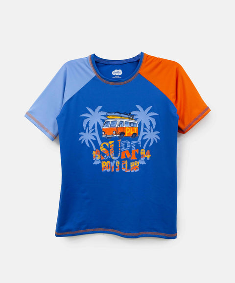 Camiseta De Playa Manga Corta Para Niño En Licra Color Azul