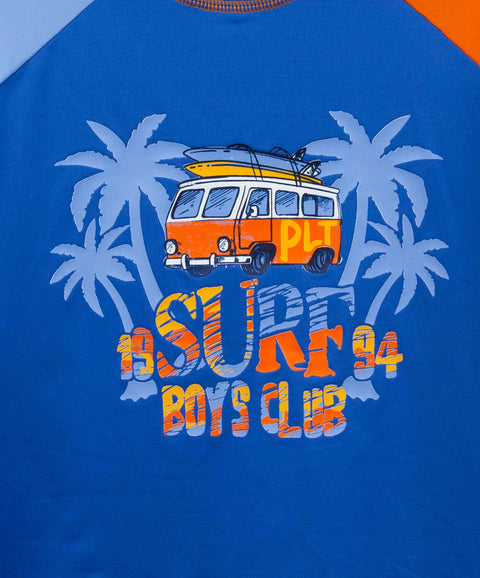 Camiseta De Playa Manga Corta Para Niño En Licra Color Azul