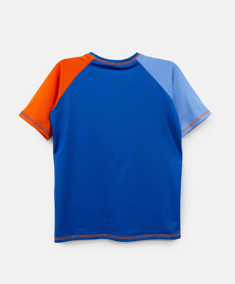 Camiseta De Playa Manga Corta Para Niño En Licra Color Azul