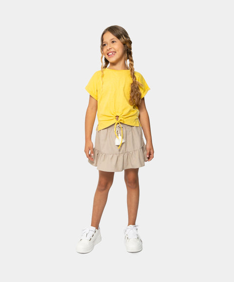 Camiseta Manga Corta Para Niña En Flame Color Mostaza