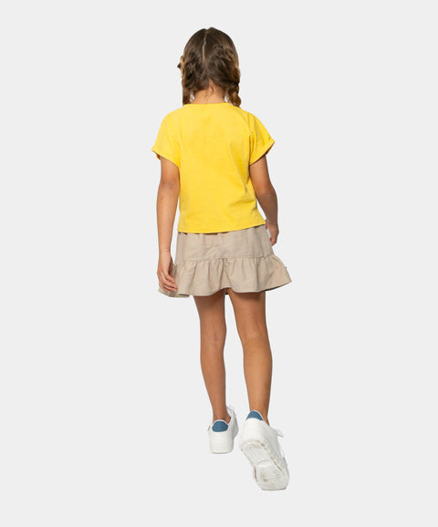 Camiseta Manga Corta Para Niña En Flame Color Mostaza