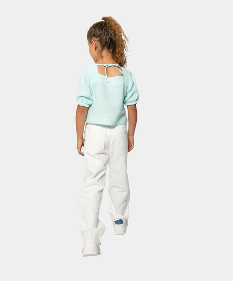 Blusa Manga Corta Para Niña En Praga Color Azul Pastel
