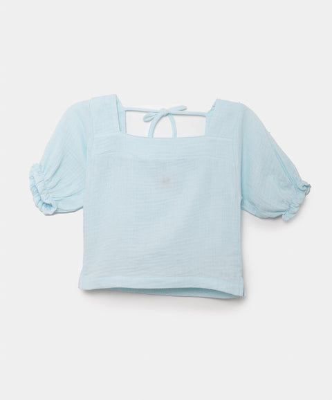 Blusa Manga Corta Para Niña En Praga Color Azul Pastel
