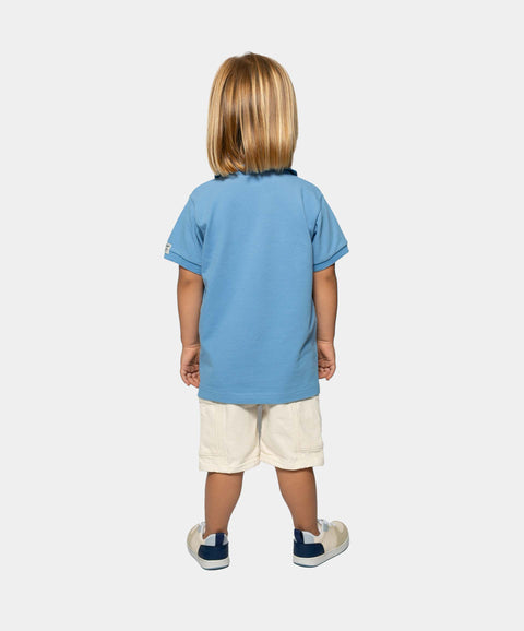 Camiseta Tipo Polo Para Bebé Niño En Algodón Color Azul Claro