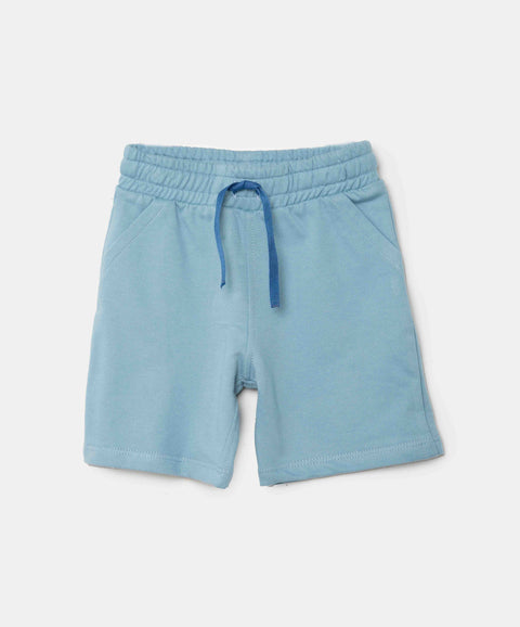 Conjunto De Camiseta Y Bermuda Para Bebé Niño En Algodón Color Marfil Y Azul