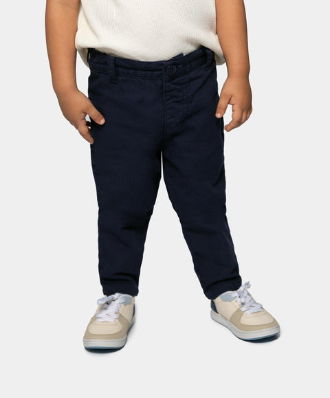 Pantalón Para Bebé Niño En Tela Suave Color Azul Oscuro