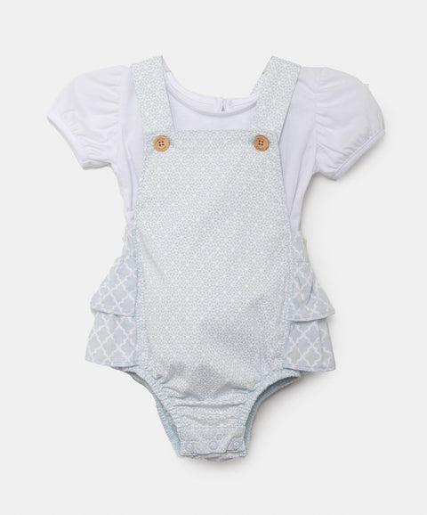 Conjunto Mameluco Y Camiseta Para Recién Nacida En Tela Suave Color Azul