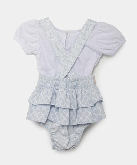 Conjunto Mameluco Y Camiseta Para Recién Nacida En Tela Suave Color Azul