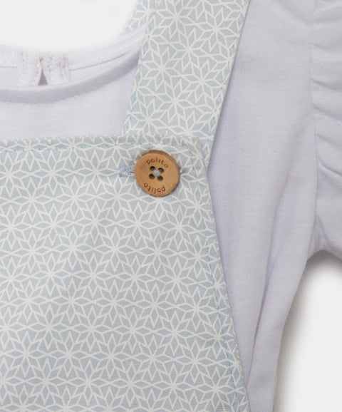 Conjunto Mameluco Y Camiseta Para Recién Nacida En Tela Suave Color Azul