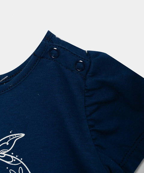 Conjunto Camiseta Y Pantalón Para Recién Nacida En Tela Suave Color Azul Y Arena