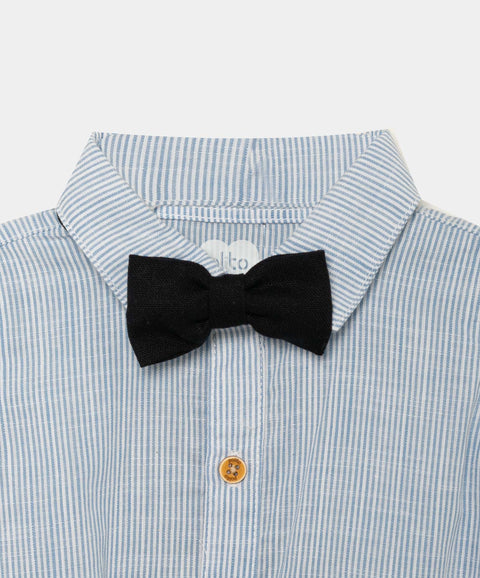 Conjunto Camisa Y Pantalón Para Recién Nacido En Tela Suave Color Azul Y Arena