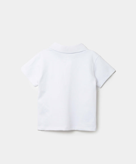 Camiseta Tipo Polo Para Recién Nacido En Algodón Color Blanco