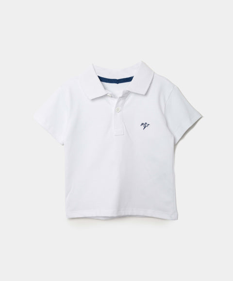 Camiseta Tipo Polo Para Recién Nacido En Algodón Color Blanco