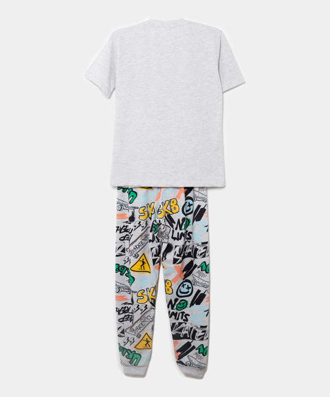 Pijama Manga Corta Y Pantalón Para Niño En Tela Suave Color Gris