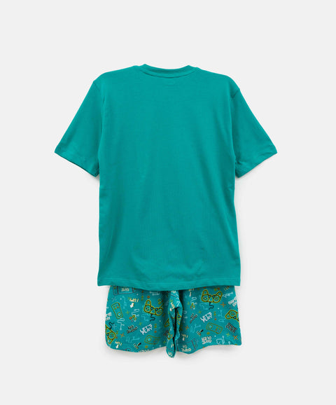 Pijama Manga Corta Y Short Para Niño En Tela Suave Color Jade