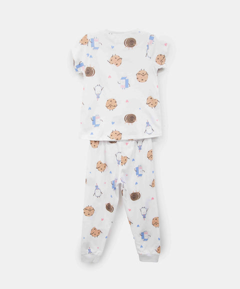 Pijama Estampada Manga Corta Y Pantalón Para Bebé Niña Color Blanco