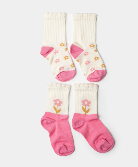 Medias Largas X 2 Para Bebé Niña En Algodón Color Rosado