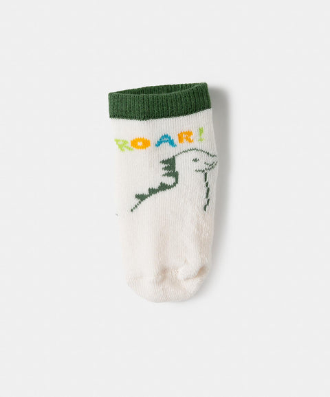 Medias Largas X 2 Para Recién Nacido En Algodón Color Blanco Con Verde