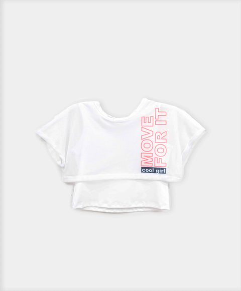 Camiseta Manga Corta Para Niña En Licra Color Blanco