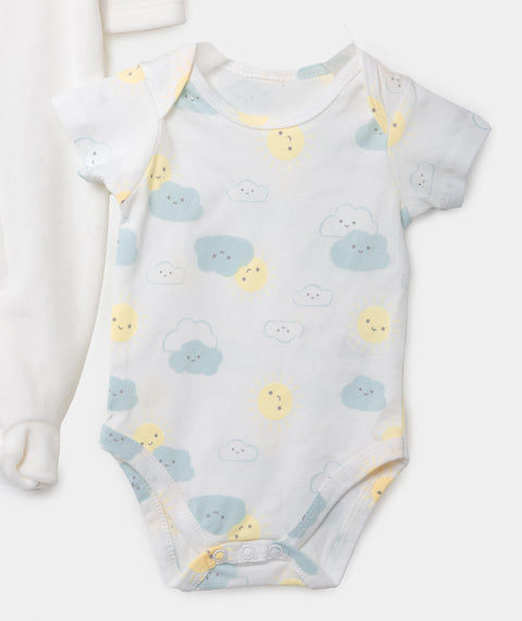 Set De Primer Día Unisex En Tela Suave Color Marfil