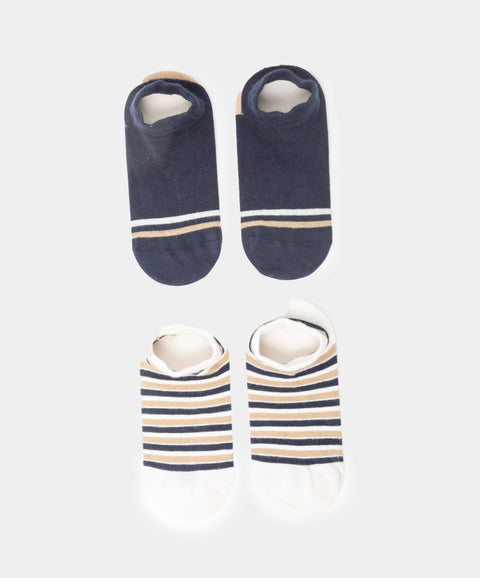 Medias Tobillera X 2 Para Niño En Algodón Color Azul Oscuro