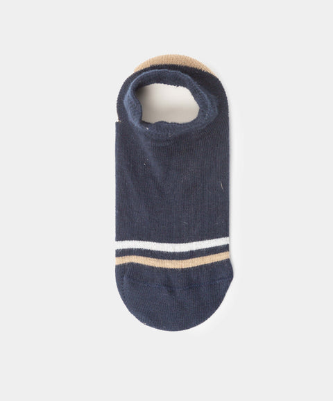 Medias Tobillera X 2 Para Niño En Algodón Color Azul Oscuro