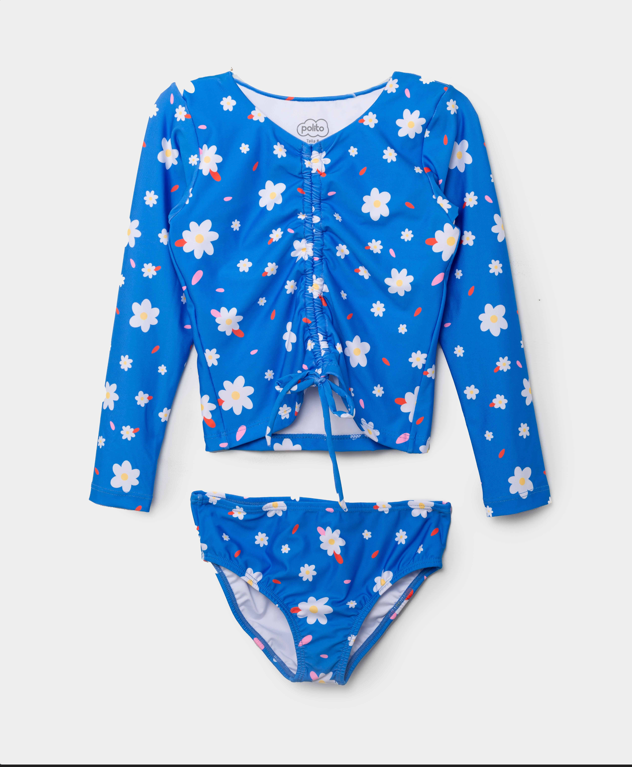 Vestido De Baño Para Niña En Licra Color Azul Estampado– POLITO