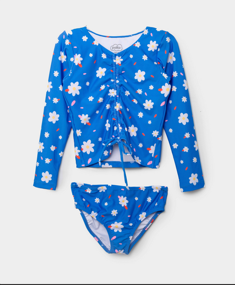 Vestido De Baño Para Niña En Licra Color Azul Estampado