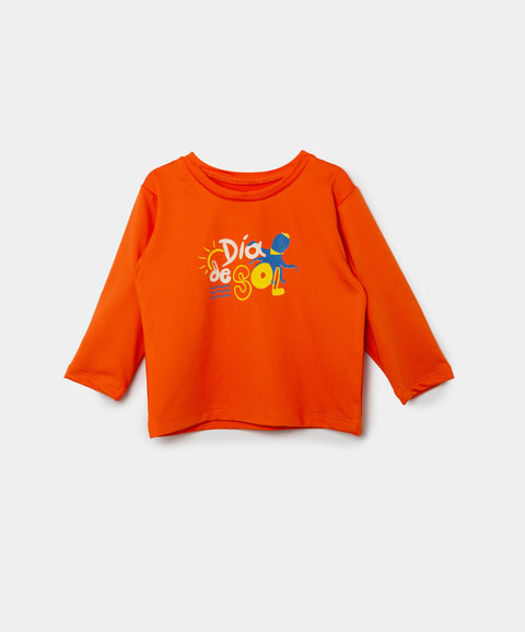 Camiseta Manga Larga De Playa Para Recién Nacido En Licra Color Naranja