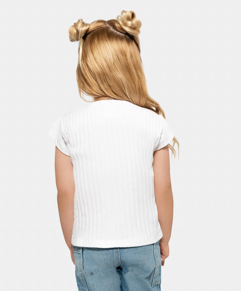 Camiseta Manga Corta Para Bebé Niña En Rib Color Blanco