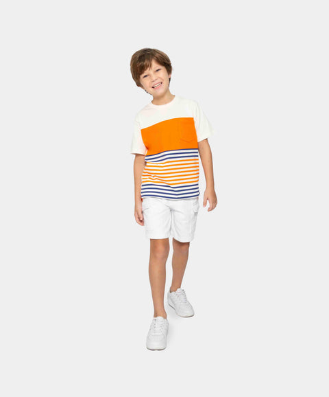 Camiseta Manga Corta Para Niño En Tela Suave Color Marfil