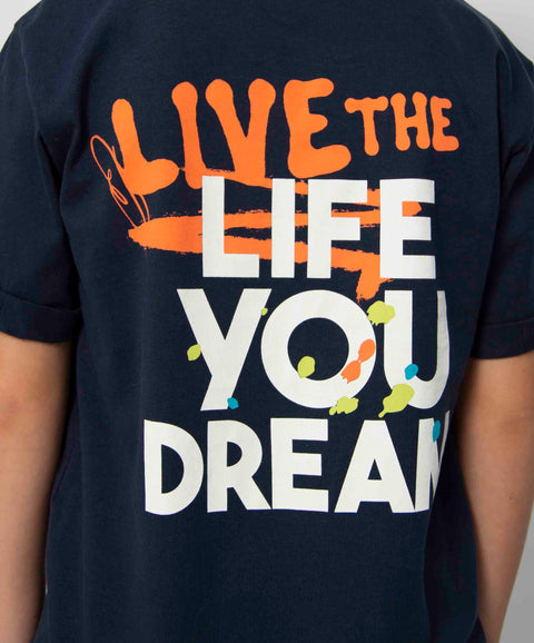 Camiseta Manga Corta Para Niño En Tela Suave Color Azul Oscuro
