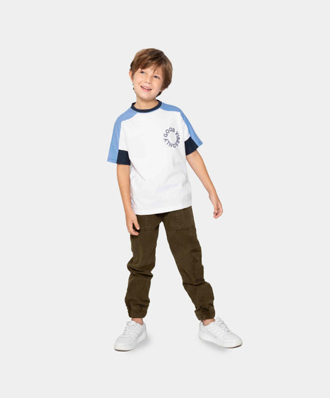 Camiseta Manga Corta Para Niño En Tela Suave Color Blanco