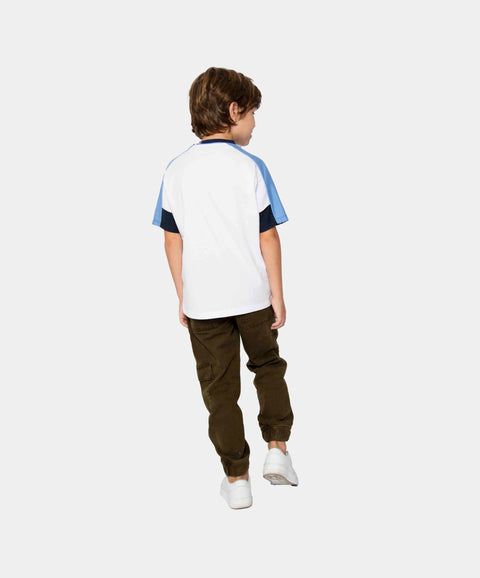 Camiseta Manga Corta Para Niño En Tela Suave Color Blanco