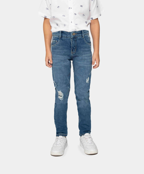 Jean Slim Para Niño En Denim Tono Medio