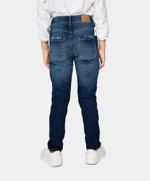 Jean Slim Para Niño En Denim Tono Oscuro