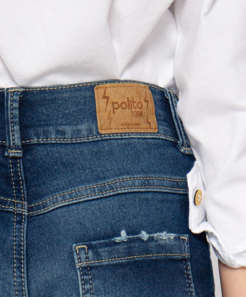 Jean Slim Para Niño En Denim Tono Oscuro