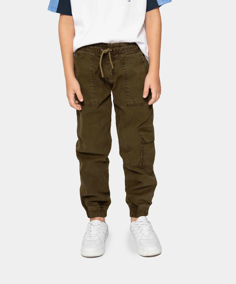 Jogger Para Niño En Drill Color Verde Militar - Main Image