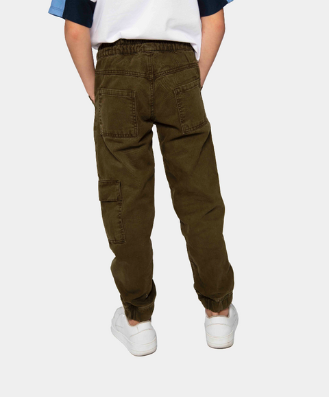 Jogger Para Niño En Drill Color Verde Militar