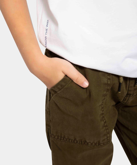 Jogger Para Niño En Drill Color Verde Militar