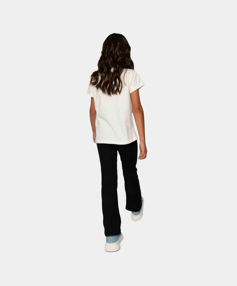 Camiseta Manga Corta Para Niña En Licra Color Marfil
