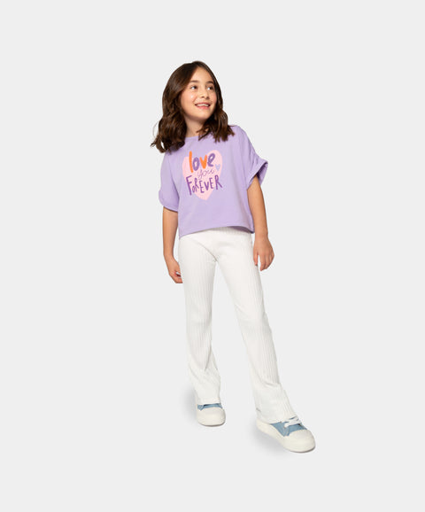 Camiseta Manga Corta Para Niña En Licra Color Lila