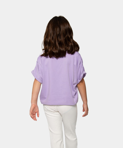 Camiseta Manga Corta Para Niña En Licra Color Lila