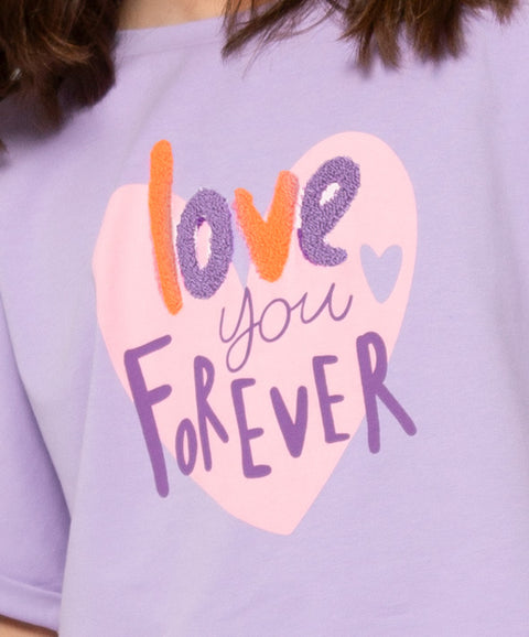 Camiseta Manga Corta Para Niña En Licra Color Lila