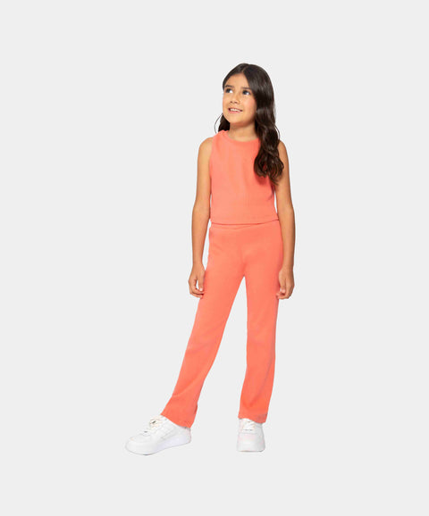 Conjunto Camiseta Y Leggins Para Niña En Rib Color Salmón