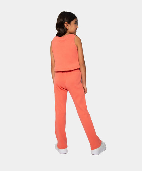 Conjunto Camiseta Y Leggins Para Niña En Rib Color Salmón