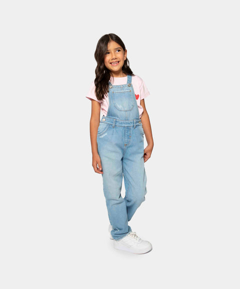 Overol Largo Para Niña En Denim Tono Medio Claro