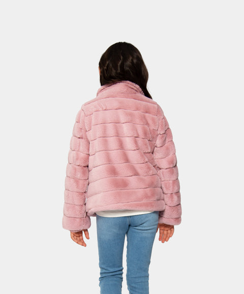 Chaqueta Peluda Para Niña Color Rosado