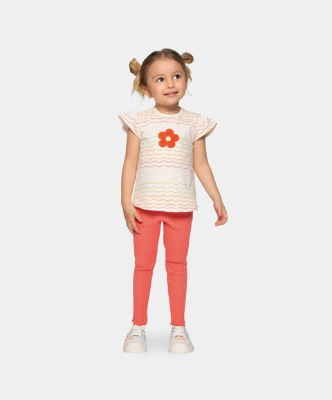 Conjunto Camiseta Y Leggins Para Bebé Niña En Licra Color Salmon